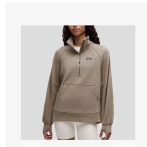 OTF lululemon Womens Scuba Oversized Funnel Neck Half Zip Grey Dark MD/LG